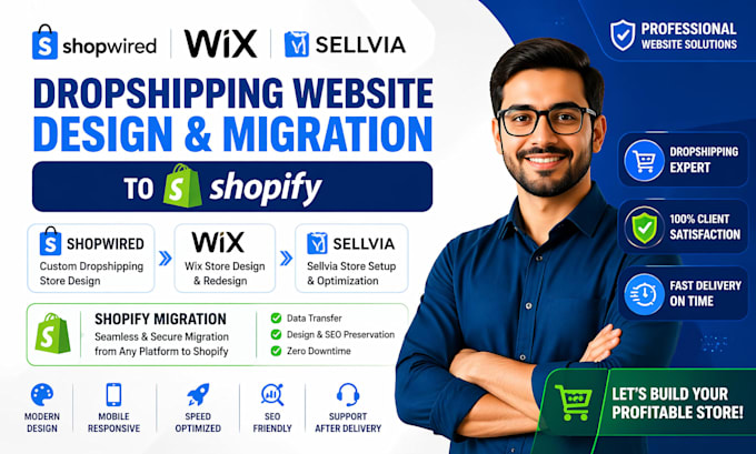 develop shopwired wix sellvia dropshipping  website design migration to shopify