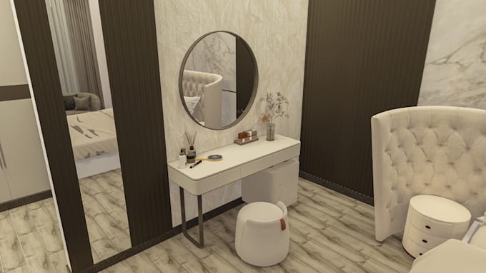 design modern bedroom interior with realistic renders