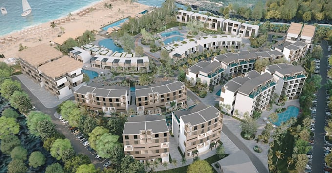 3d realistic rendering for glamping resort, rv park,beach, 2d and 3d master plan