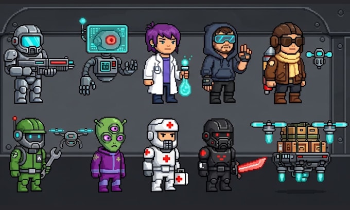 Draw pixel art characters sprites items objects and custom ...