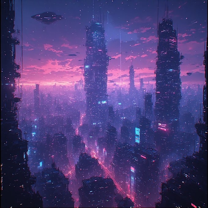 Make an cyberpunk futuristic city and background art by Naseyuray | Fiverr