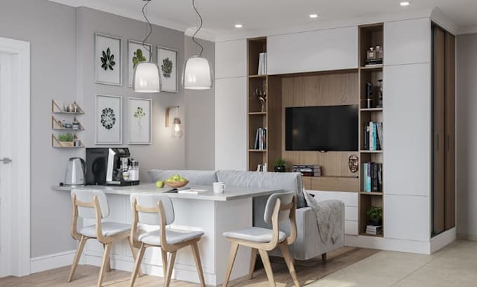 do 3d architectural home interior design using sweet home 3d, 3d max, sketchup