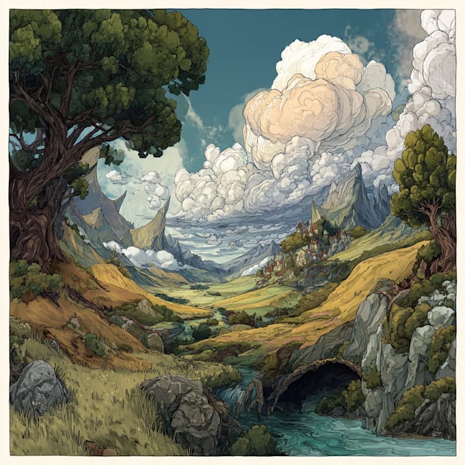 create fantasy landscape illustrations