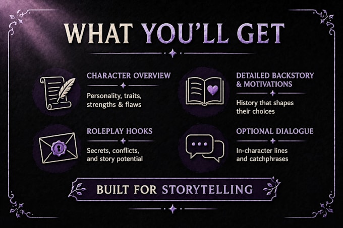 write fantasy or romance characters with backstory and personality