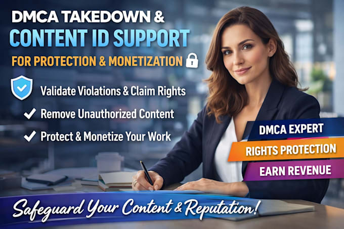 provide dmca takedown and content id protection support