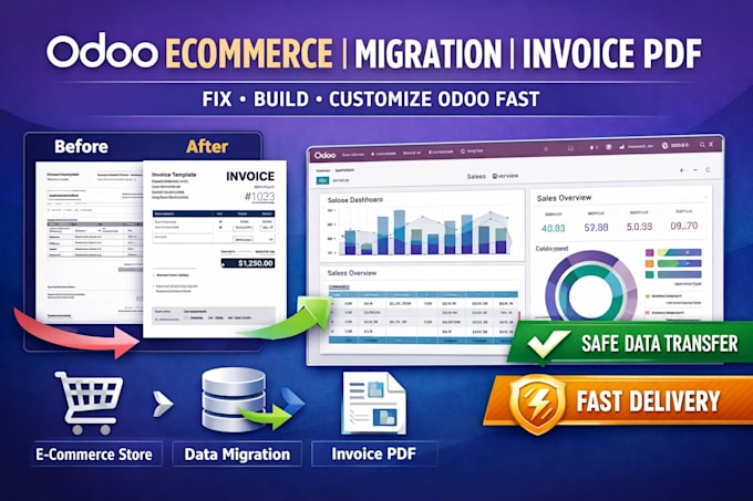 build odoo ecommerce website odoo invoice pdf  migrate odoo data cusomize module