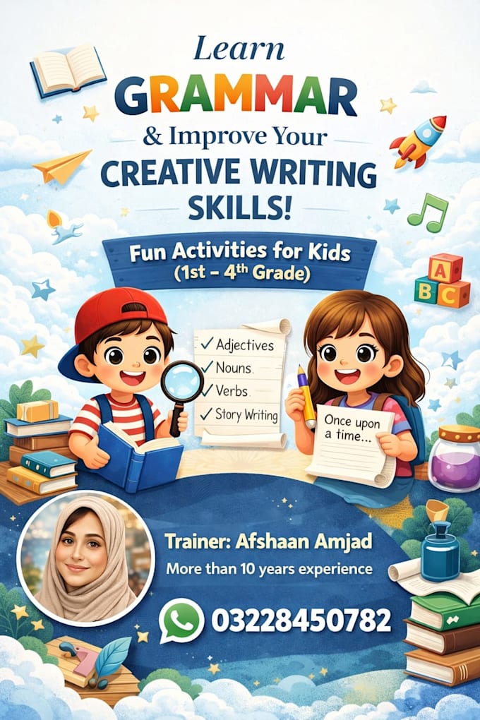 write english content for kids and beginners