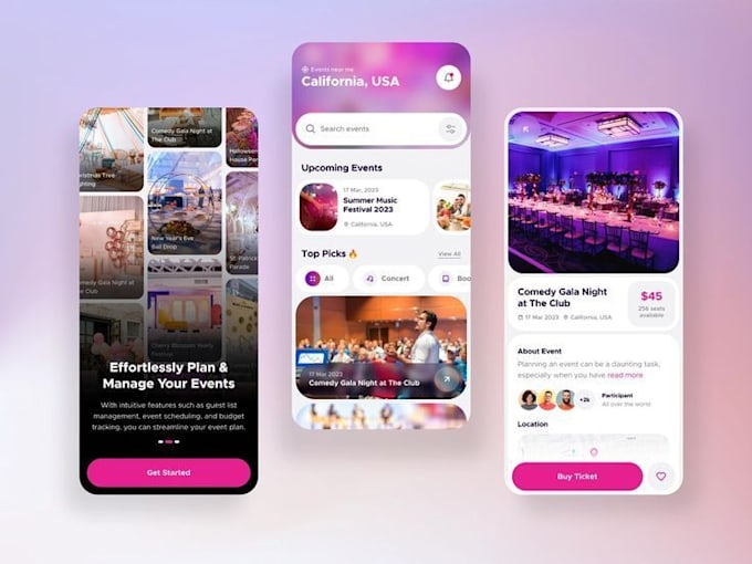 develop event booking app, event planning app, ticket booking app