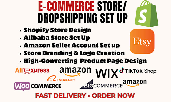 setup your ecommerce dropshipping store on shopify amazon or tiktok