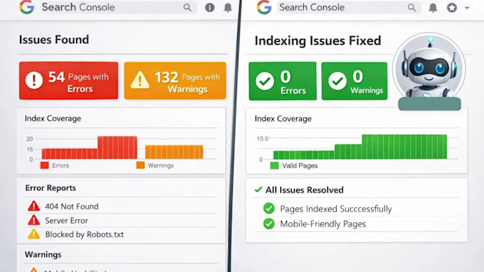 fix google search console errors, indexing issues and coverage problems
