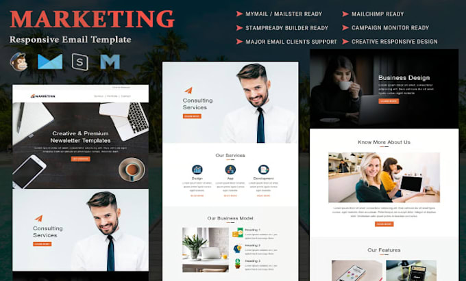 design editable, responsive mailchimp and html newsletter template