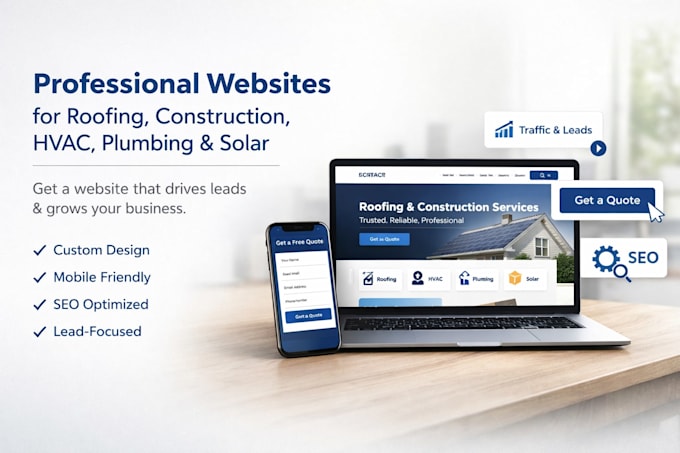 design roofing website construction website hvac website plumbing website solar
