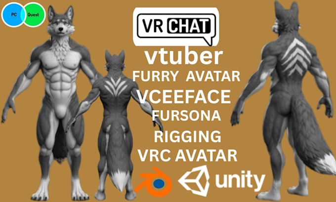 Commissione avatar vrchat, avatar anime vrc, modello 3d furry nsfw ...