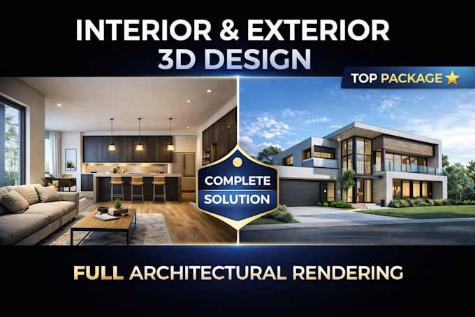 do interior and exterior 3d design and realistic architectural rendering