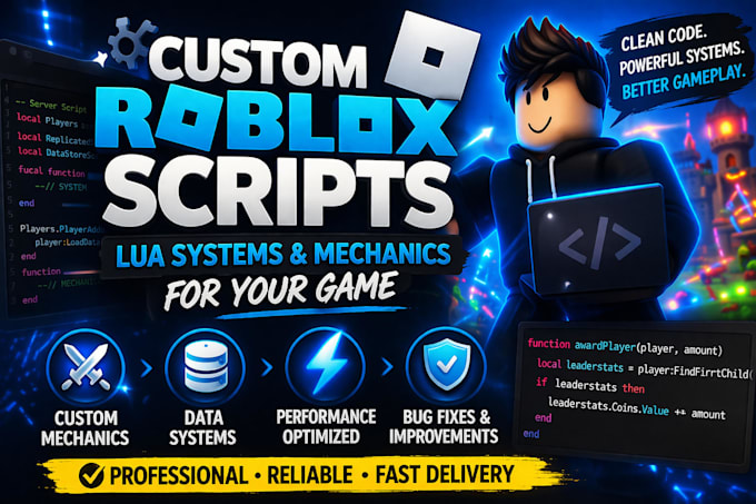 create or fix custom roblox scripts lua systems and mechanics for your game