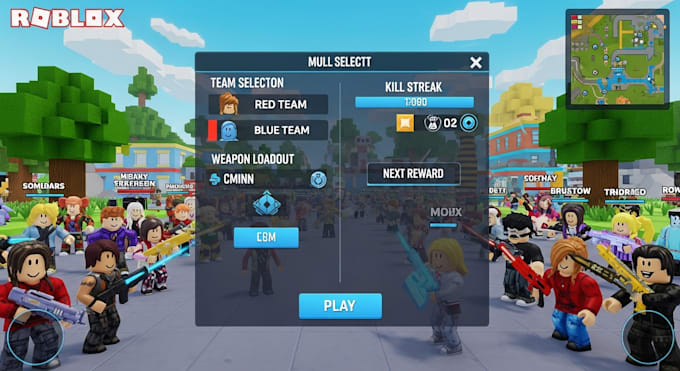 build a roblox multiplayer game with teams weapons, gui and kill streaks