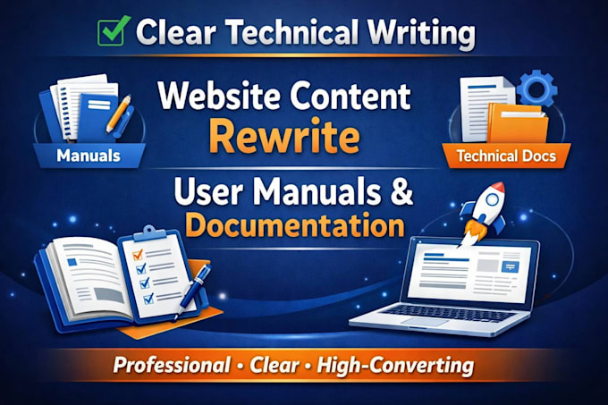 rewrite your website content, write user manuals technical documentation