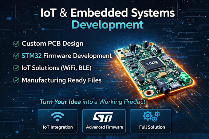 design iot pcb, etm32 stm32 firmware, embedded system and hardware development