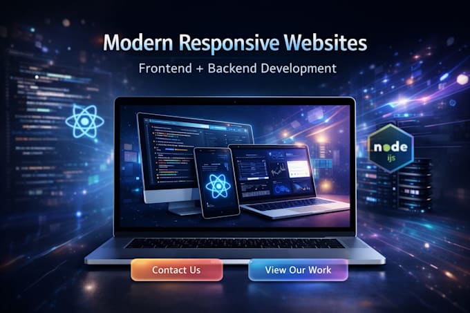 custom responsive website with react node js and backend