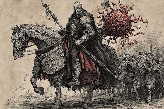 do dark medieval art illustration for you