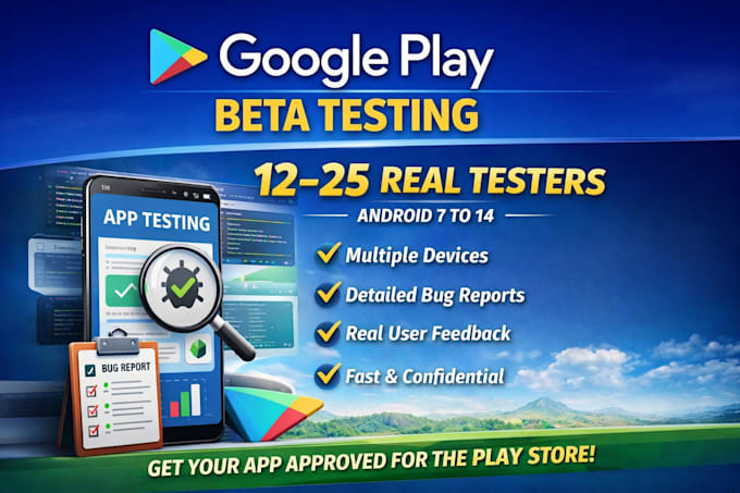provide closed testing 12 testers 20 testers mobile app testing 12 testers