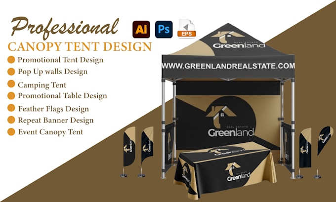 do design tent, table cover, flag and canopy tent