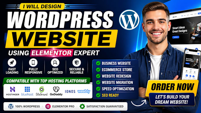 wordpress website  design hostinger bluehost siteground ionos godaddy weebly web