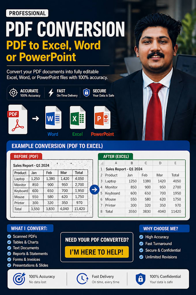 convert pdf to excel or word format