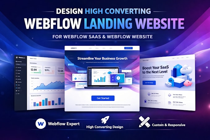 design high converting webflow landing website for webflow saas webflow website
