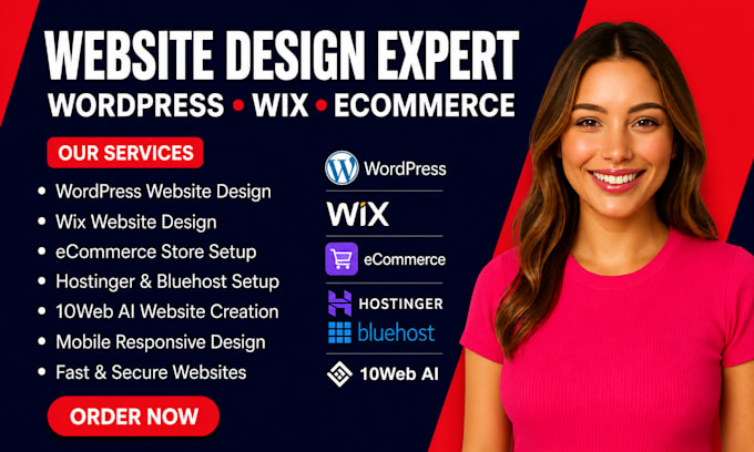 design wordpress wix ecommerce sites using hostinger bluehost 10web ai