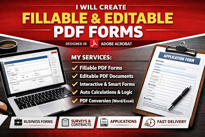 create fillable pdf form, editable, interactive pdf form design in adobe acrobat