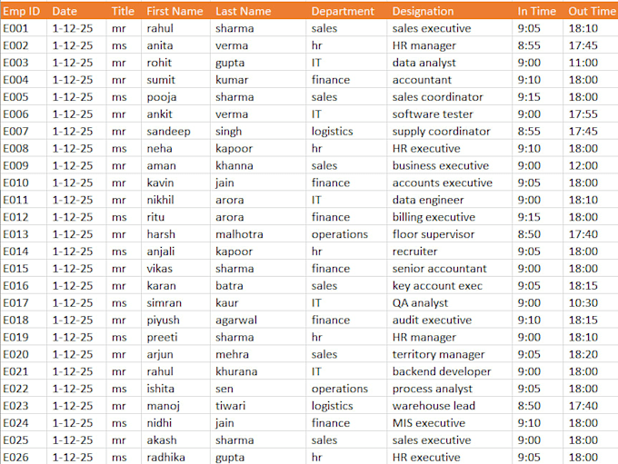 do excel data entry and data management