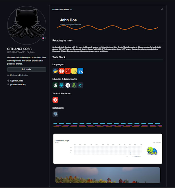 create a aesthetic github readme for you