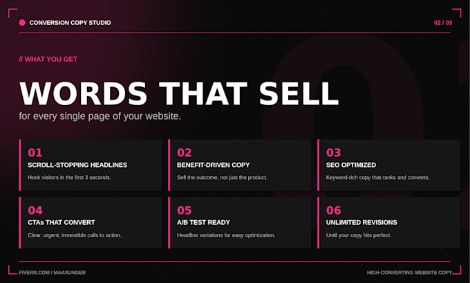 write high converting website copy and landing page copywriting