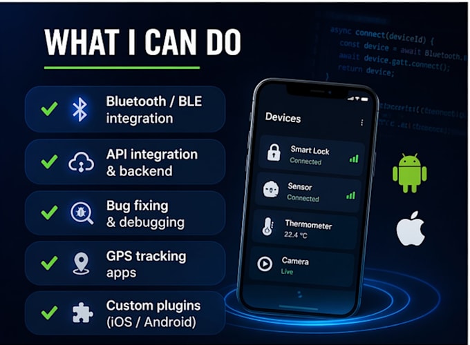 develop ble or iot mobile app for ios and android