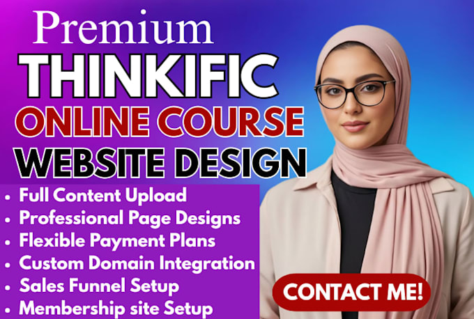 thinkific website design thinkific course landing page membership site setup