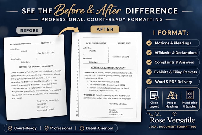 format your legal documents for court filing