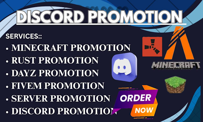 promote your gaming minecraft server, rust, dayz, fivem server discord promotion