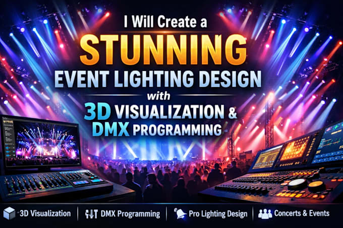 create a stunning event lighting design with 3d visualization and dmx program