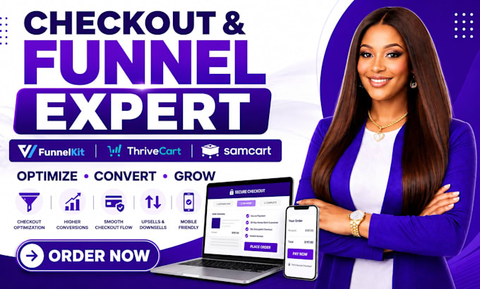 optimize funnelkit, thrivecart, samcart, checkout pages for higher conversions