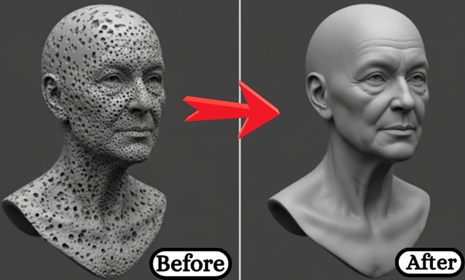 clean repair, fix mesh, cleanup stl optimize 3d scanned model for 3d printing