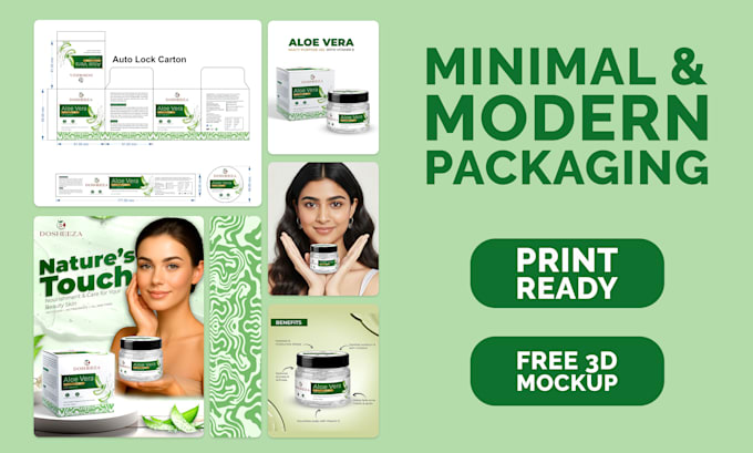 design modern packaging box, pouch, bottle label with mockup