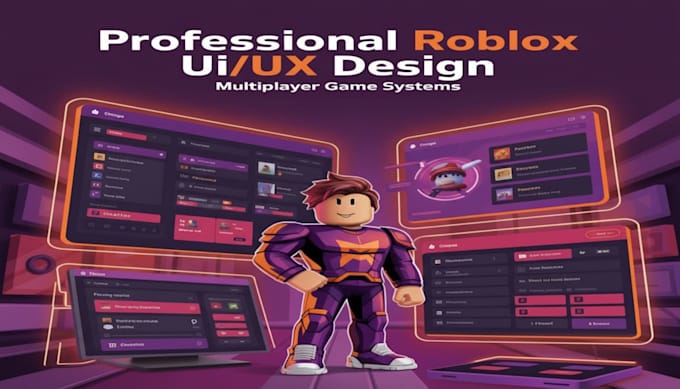 design roblox ui ux, custom gui, game ui design, scripting and roblox gui