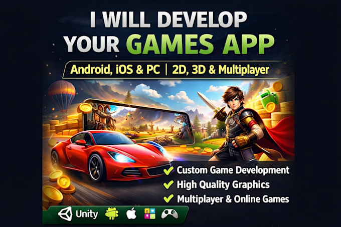 develop a high quality mobile game app, multiplayer game, and game ui design