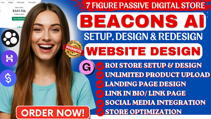 beacons ai website design, gumroad product listing, book promotion, automation