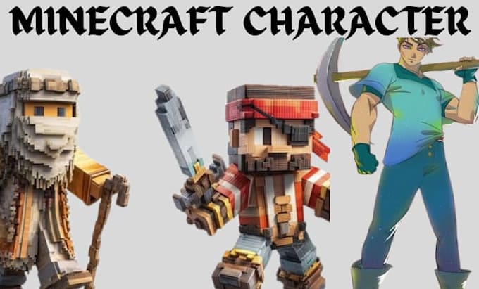 custom minecraft character, anime illustration, dnd character, game character,