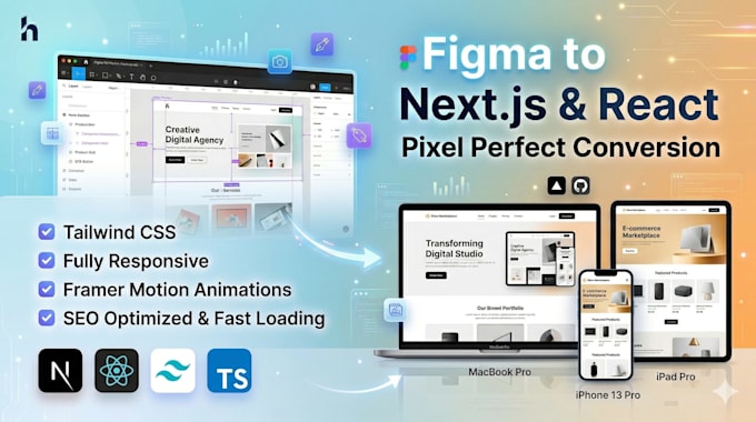 convert figma to nextjs and react with tailwind css