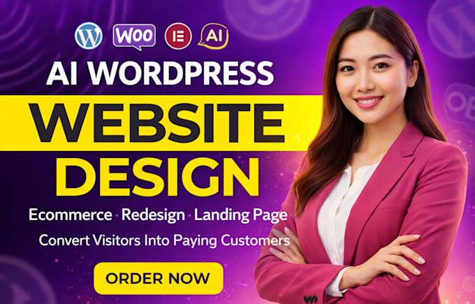 design ai wordpress website, ecommerce website or redesign website, landing page