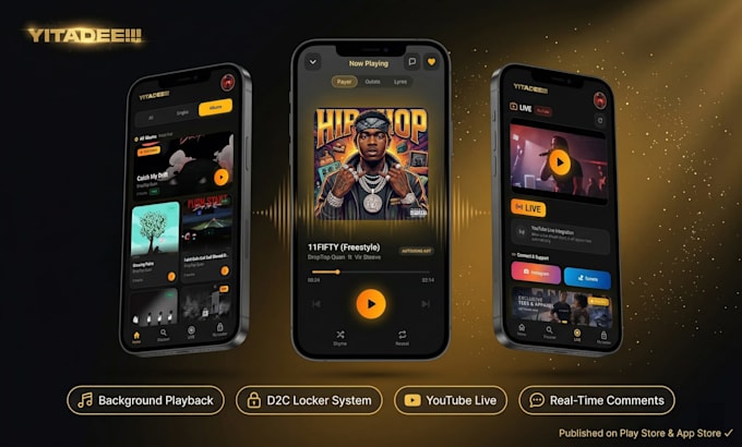 develop a music player app for android and ios with flutter and firebase