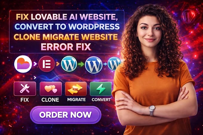 fix lovable ai website, convert to wordpress, clone migrate website error fix
